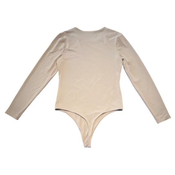 Nuuds Long Sleeve Beige Bodysuit M Nylon/Spandex Stretch Snap Closure - Picture 5 of 5
